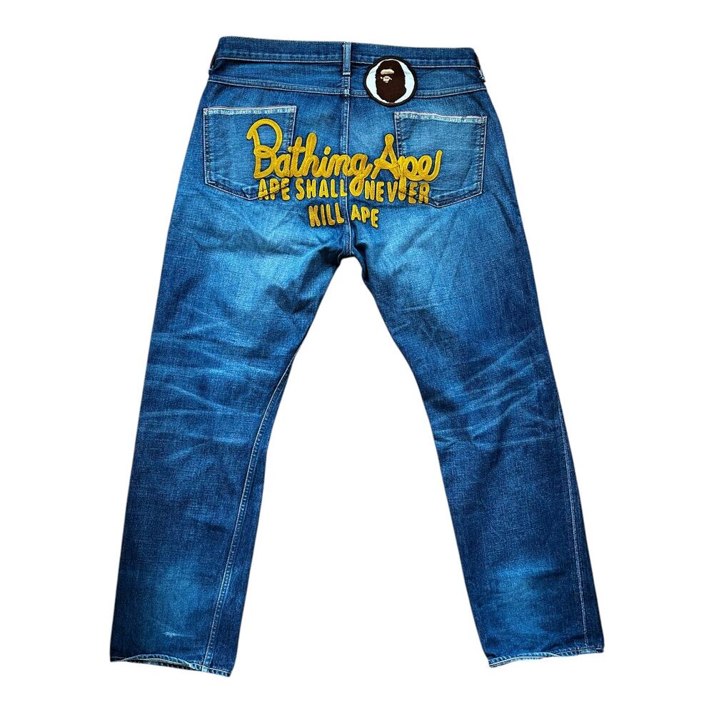 34" x 32" L Bape Champion Embroidered Selvedge Denim Jeans